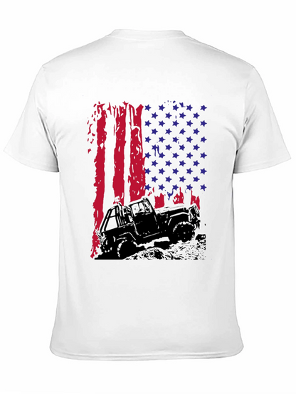American Flag Jeep T-Shirt - Patriotic Off-Road Style