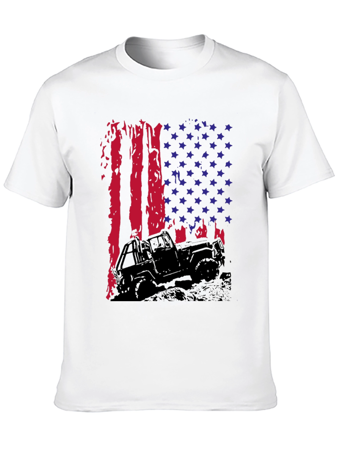 American Flag Jeep T-Shirt - Patriotic Off-Road Style