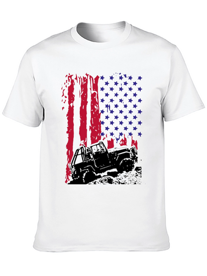 American Flag Jeep T-Shirt - Patriotic Off-Road Style