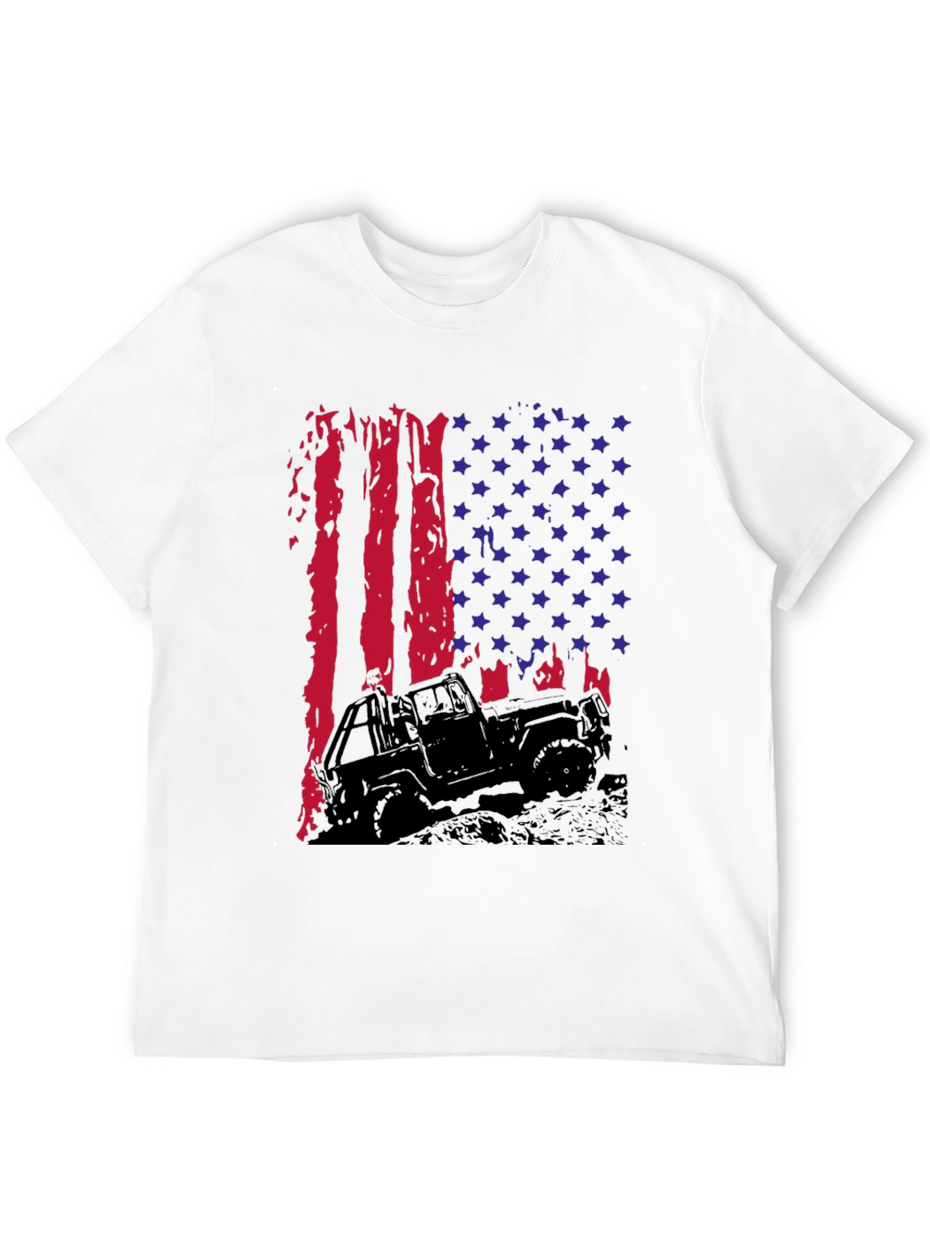 American Flag Jeep T-Shirt - Patriotic Off-Road Style