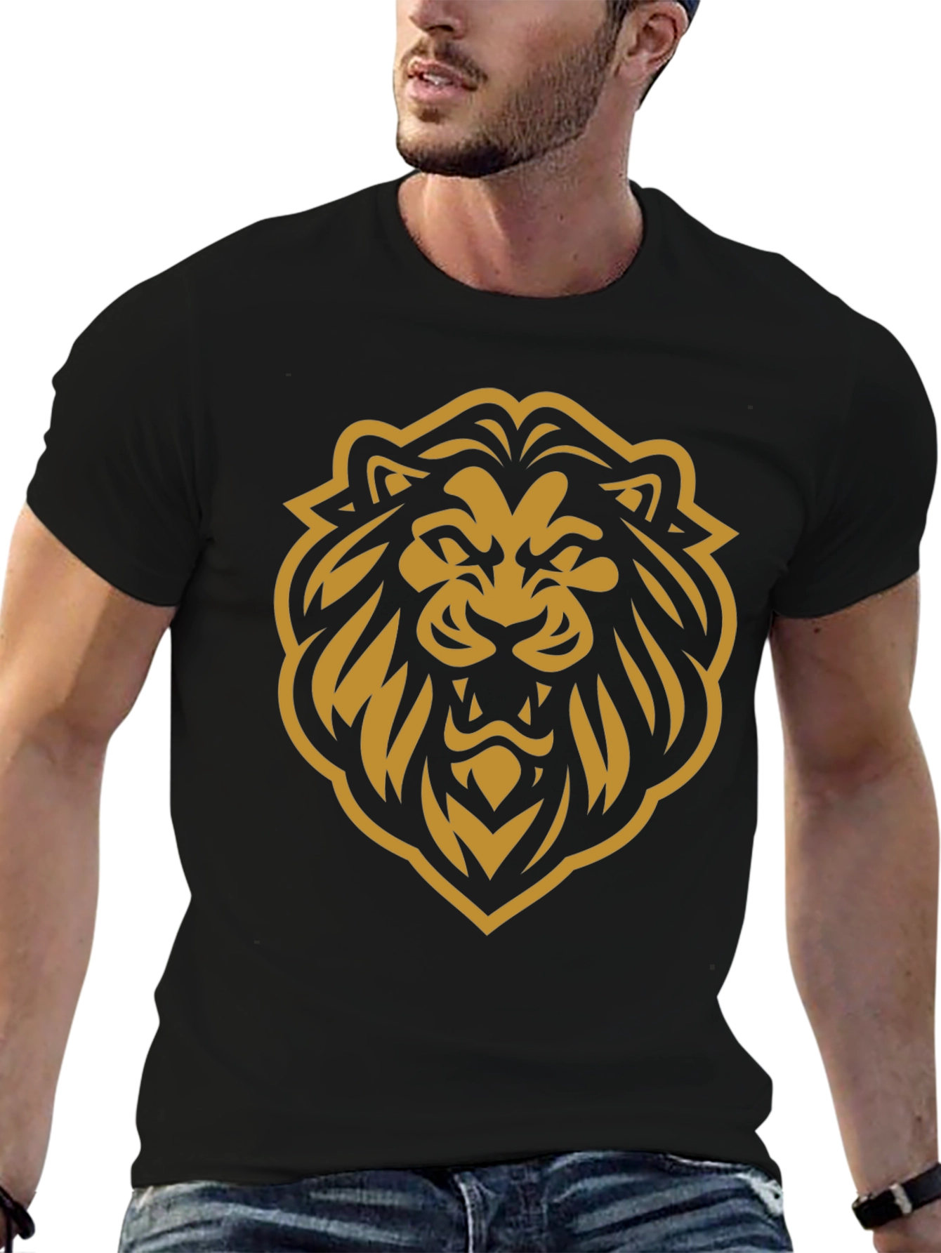 Bold Lion Graphic T-Shirt - Black