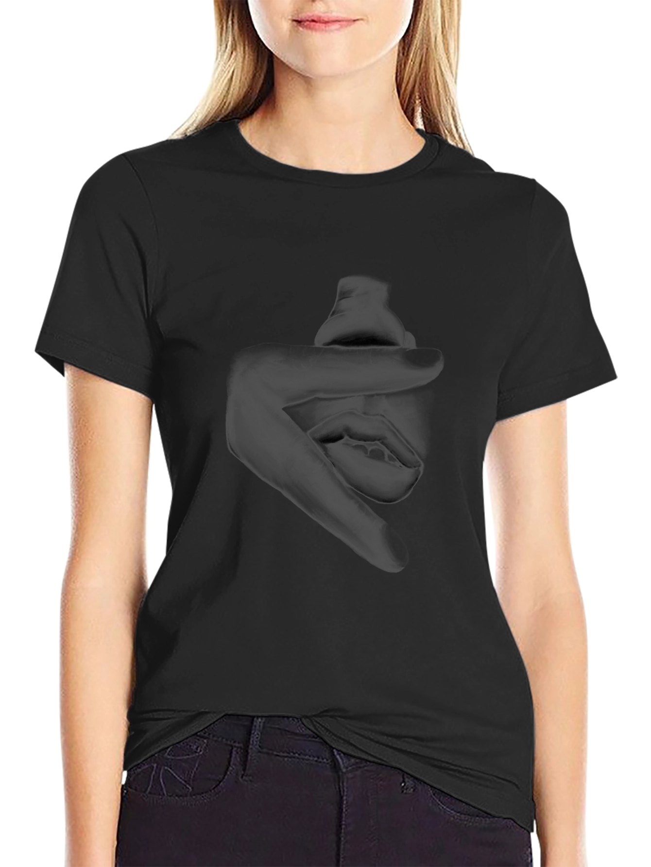 Abstract Face Graphic Black T-Shirt