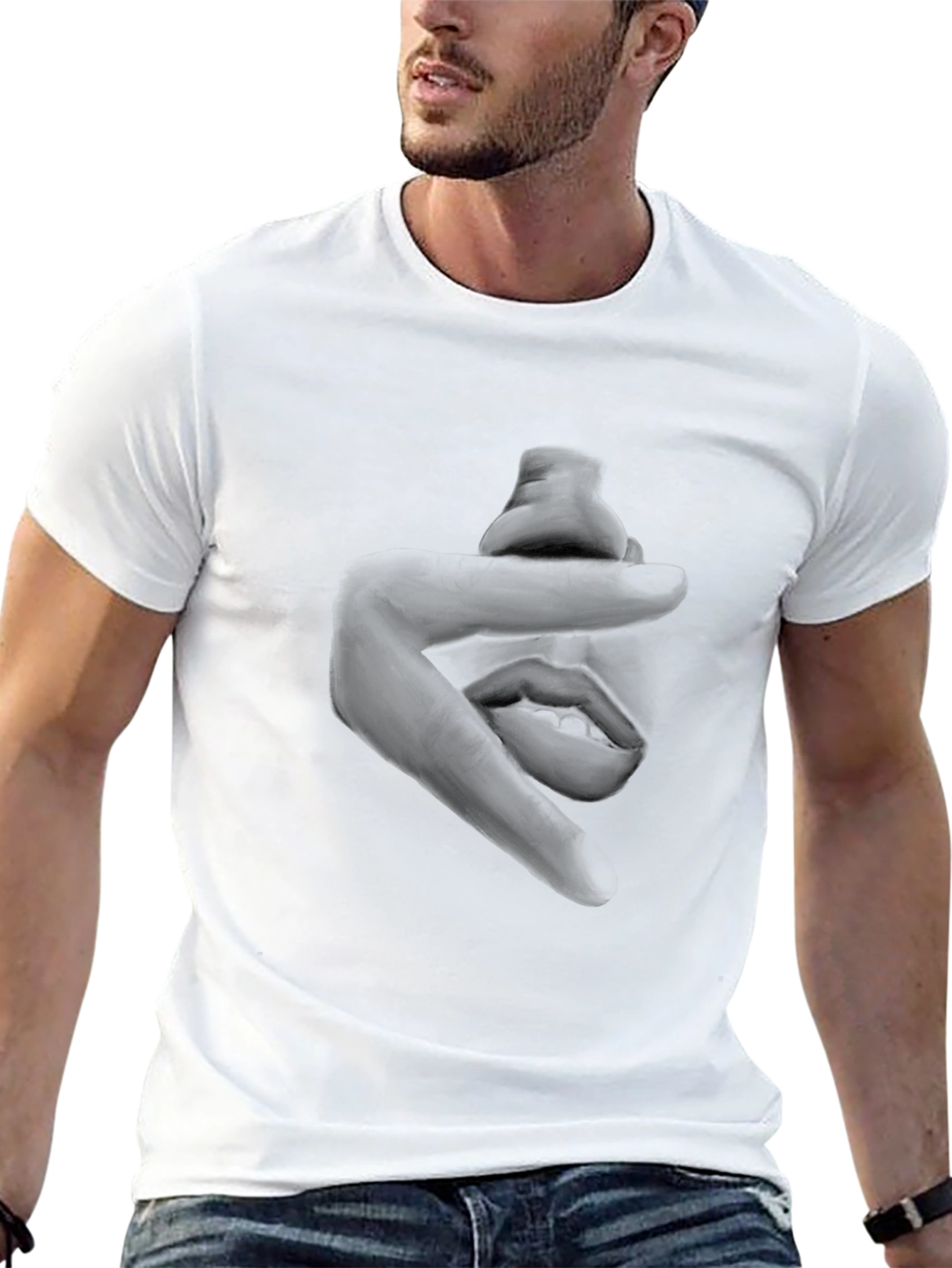 Abstract Face Graphic Black T-Shirt
