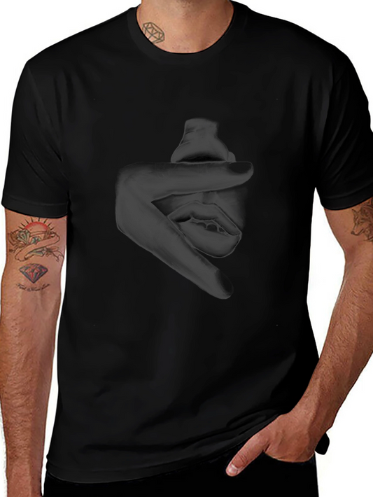 Abstract Face Graphic Black T-Shirt