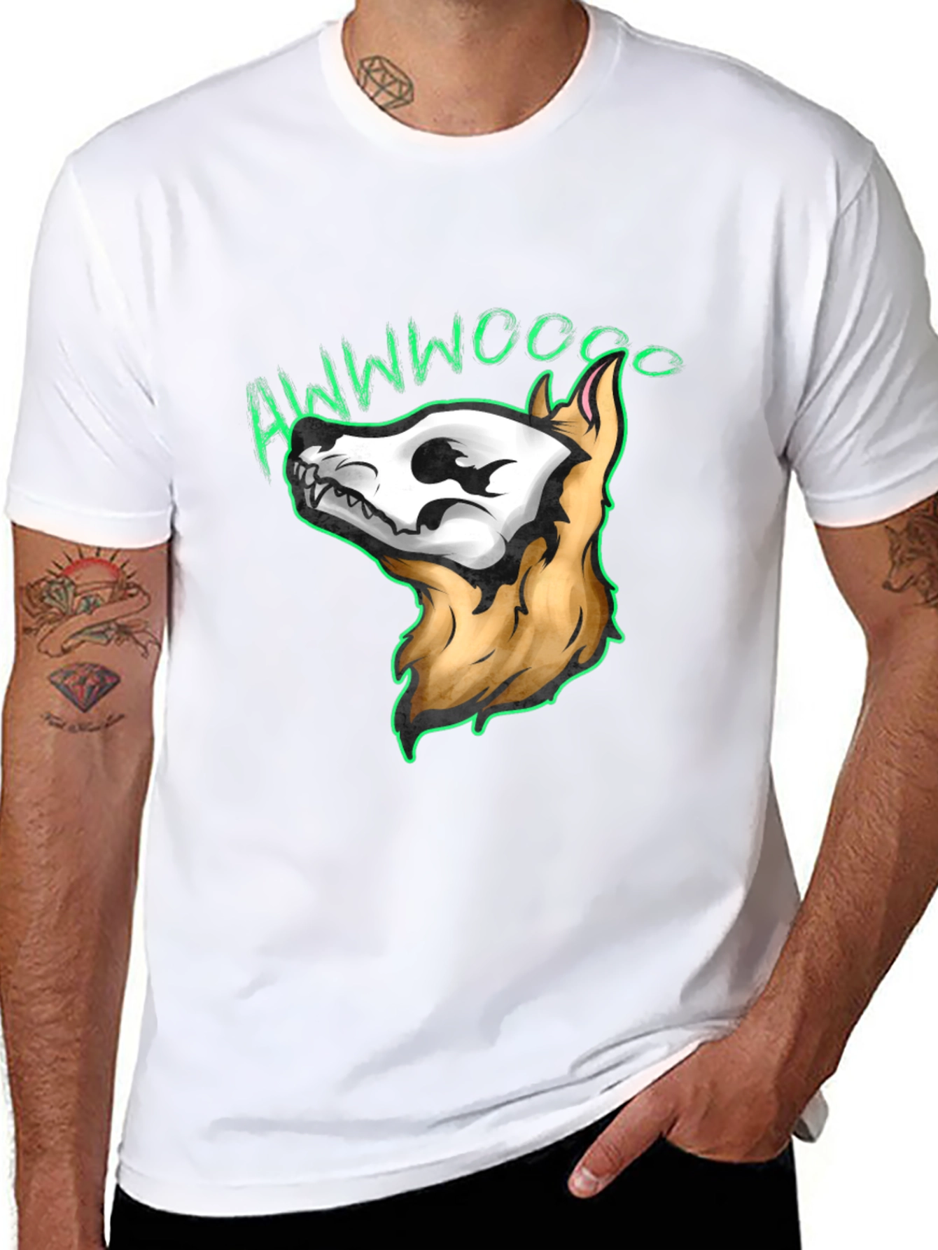Awwwwoooo Skeleton Dog T-Shirt