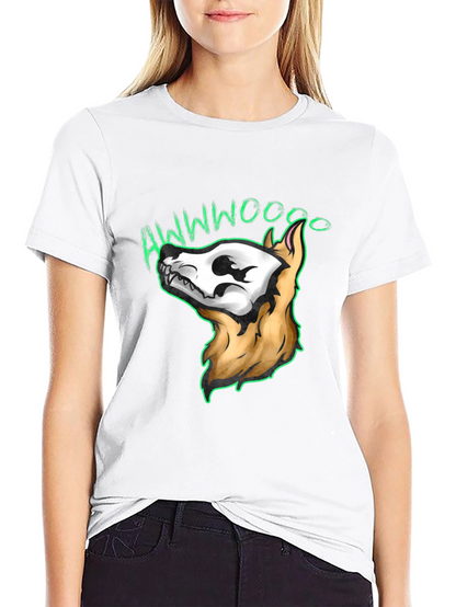 Awwwwoooo Skeleton Dog T-Shirt