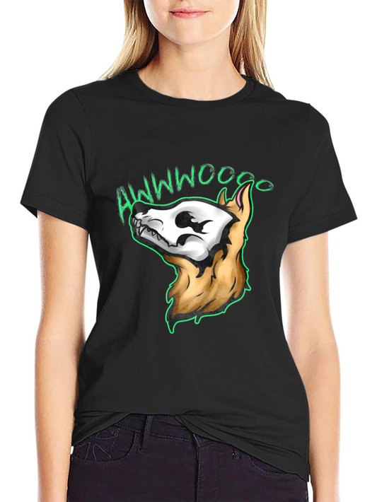 Awwwwoooo Skeleton Dog T-Shirt