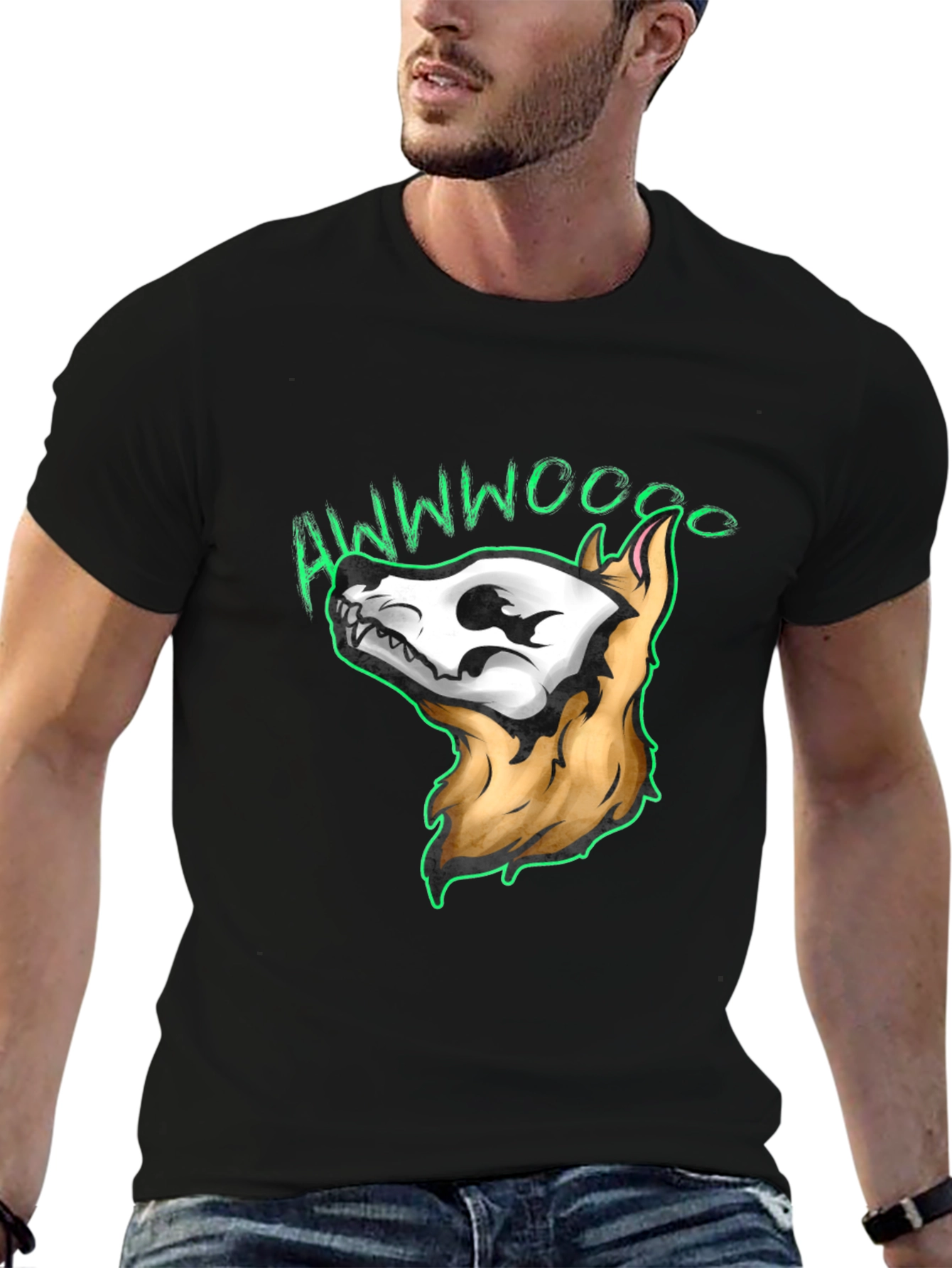 Awwwwoooo Skeleton Dog T-Shirt