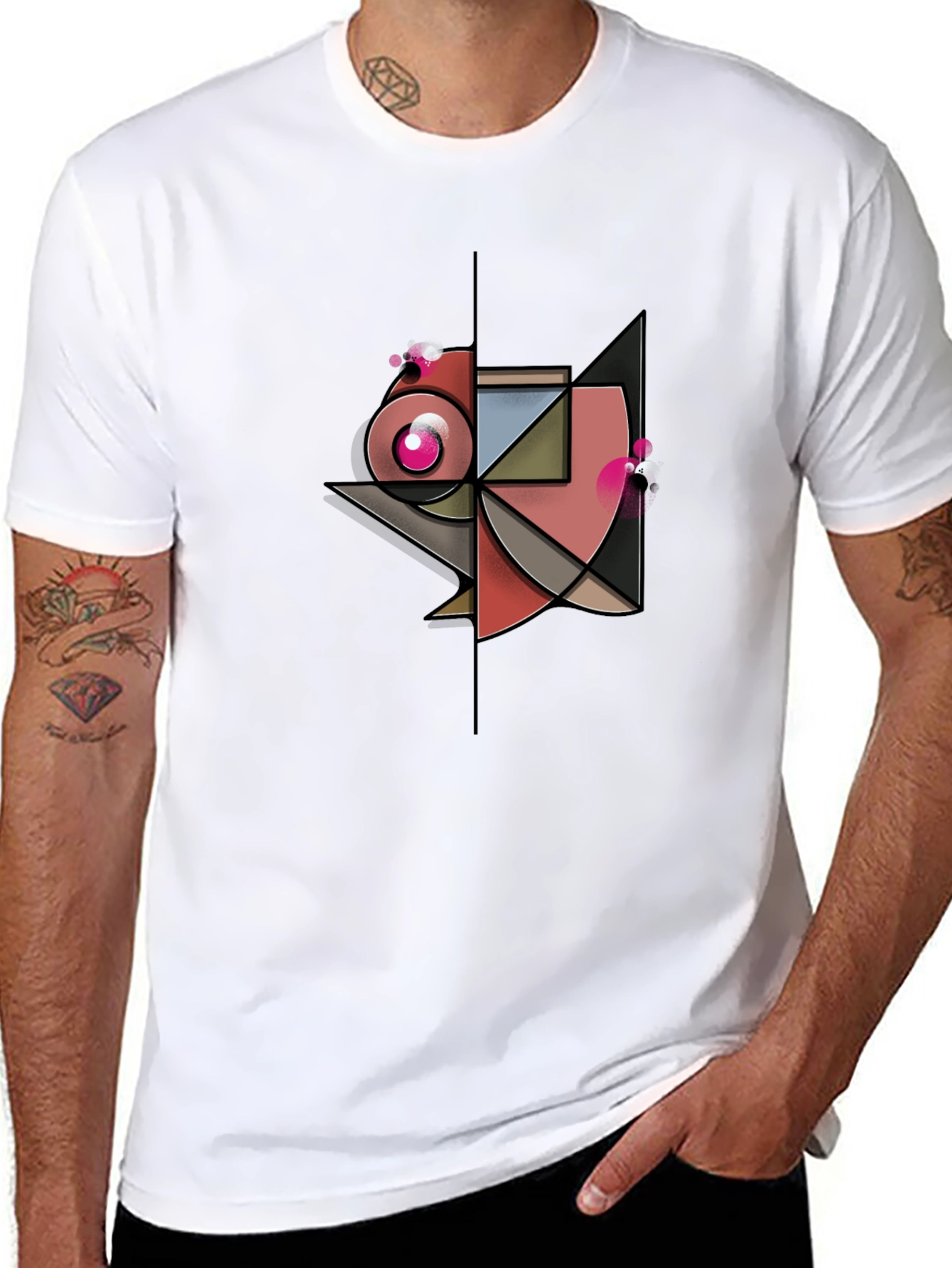 Abstract Geometric Design Black T-Shirt