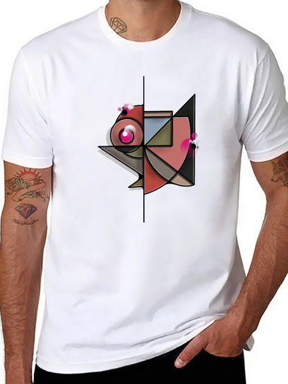 Abstract Geometric Design Black T-Shirt