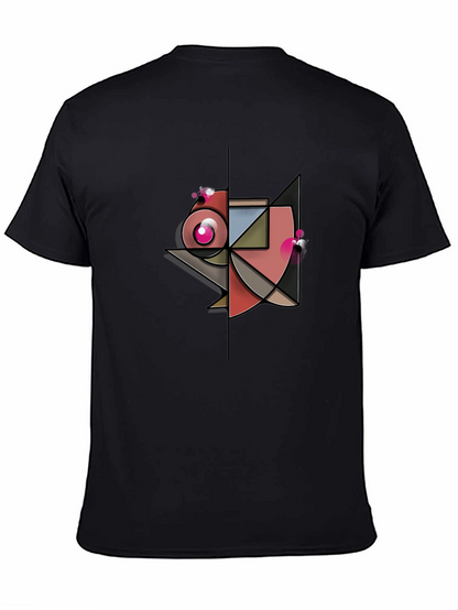 Abstract Geometric Design Black T-Shirt