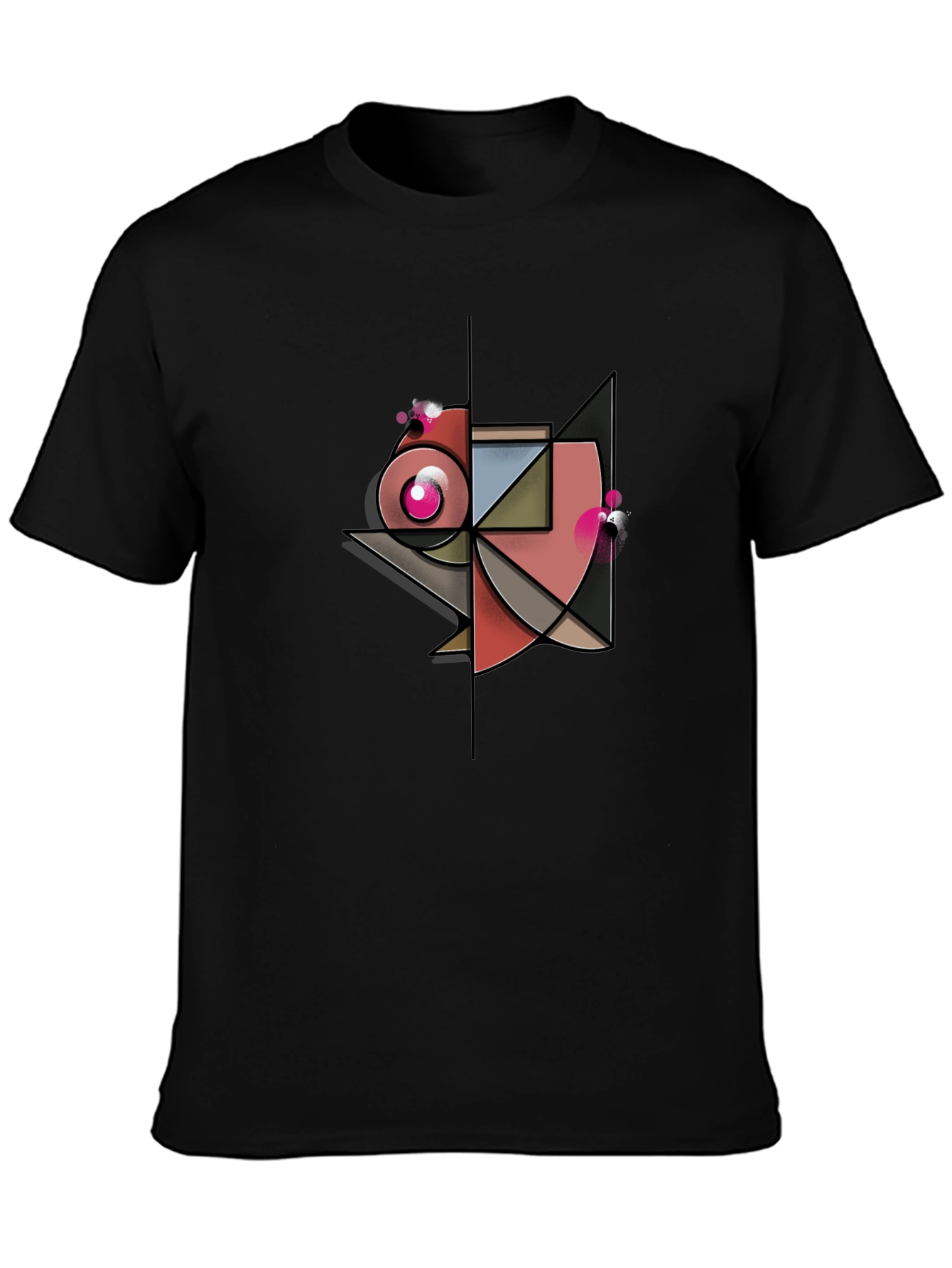 Abstract Geometric Design Black T-Shirt