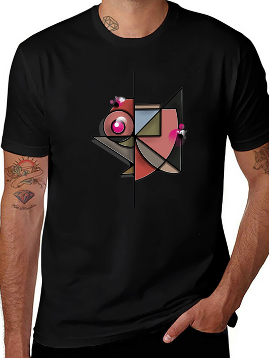 Abstract Geometric Design Black T-Shirt