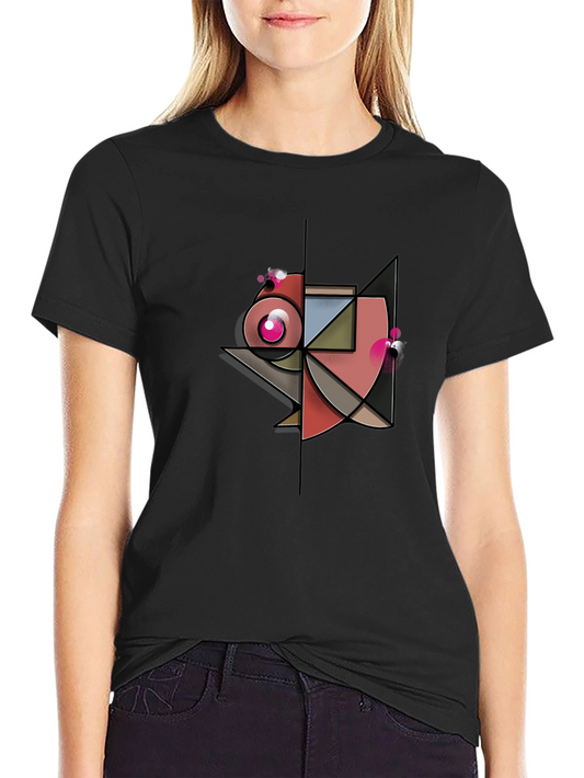 Abstract Geometric Design Black T-Shirt
