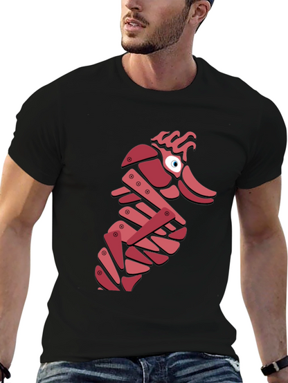 Abstract Seahorse Graphic T-Shirt - Unique Design