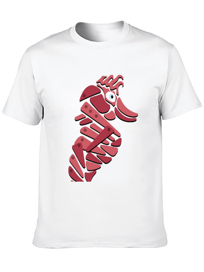Abstract Seahorse Graphic T-Shirt - Unique Design