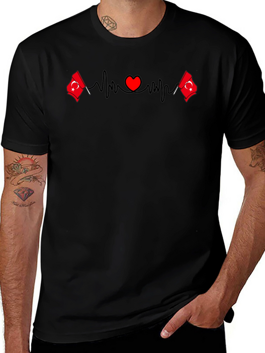 Turkey Flag Heartbeat T-Shirt - Black