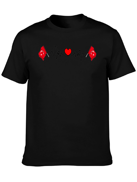 Turkey Flag Heartbeat T-Shirt - Black