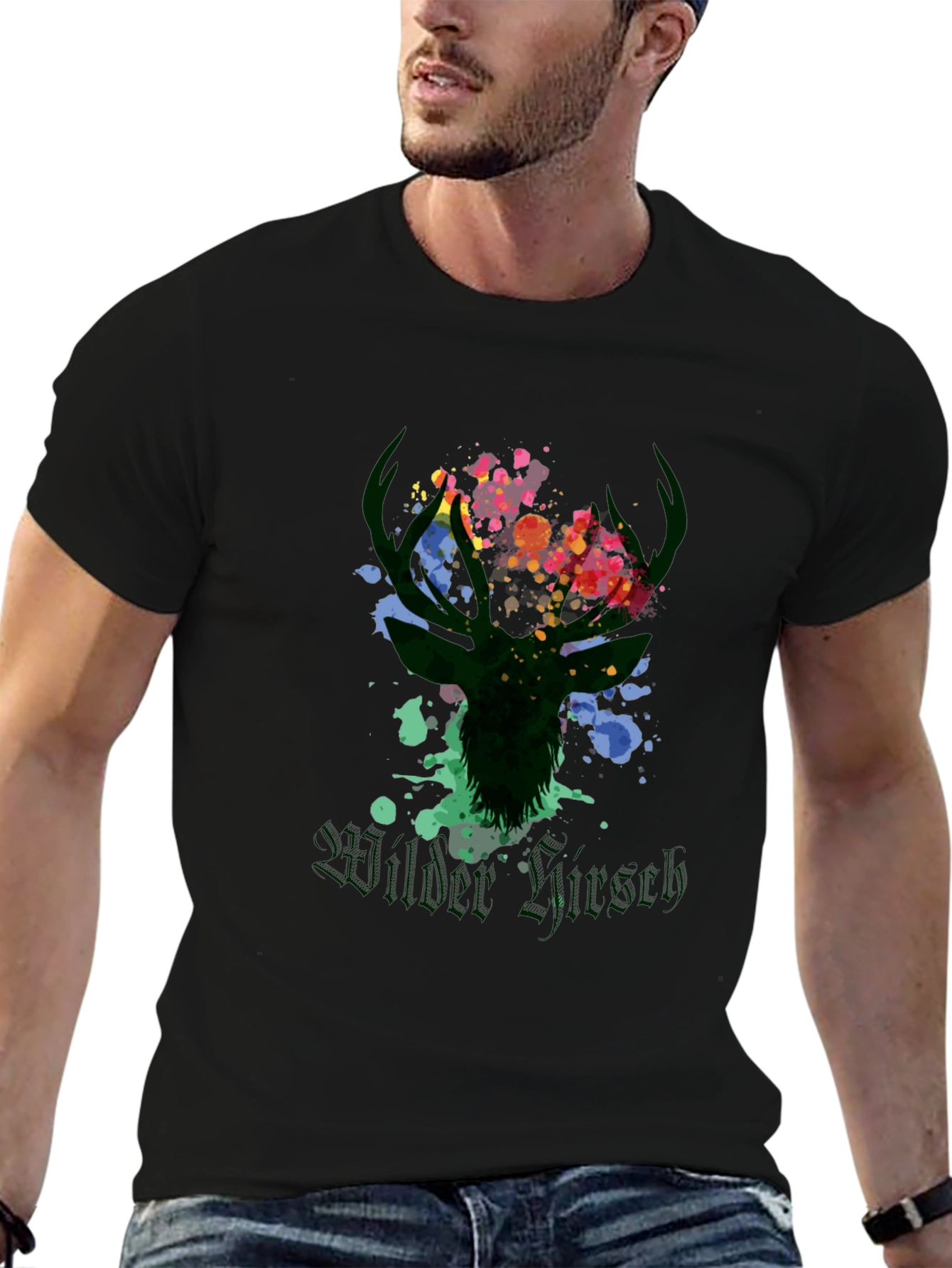 Wilder Hirsch Graphic Tee - Stylish Mens Black T-Shirt
