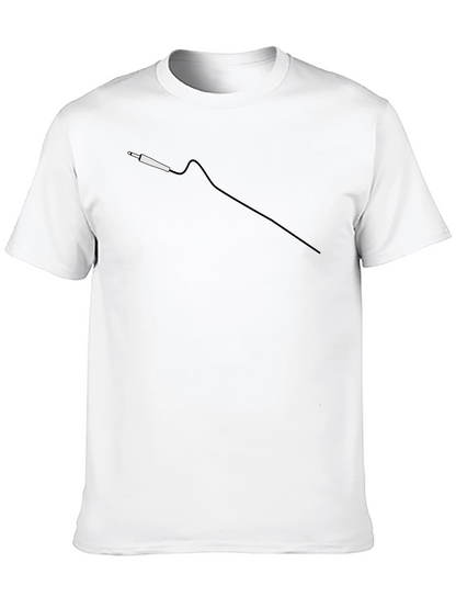 Black T-Shirt with Audio Jack Graphic