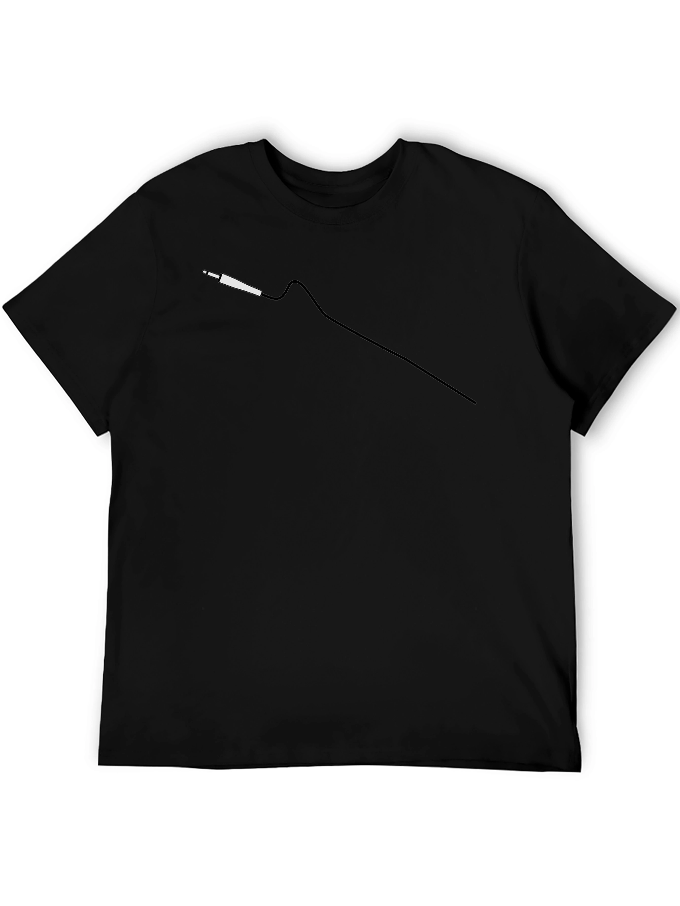 Black T-Shirt with Audio Jack Graphic