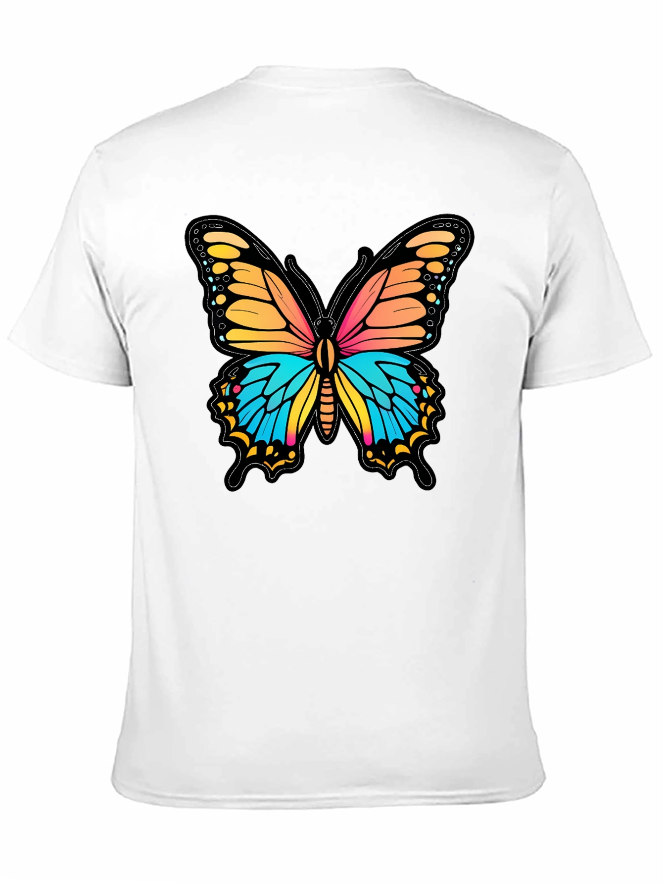 Vibrant Butterfly Graphic Print Black T-Shirt