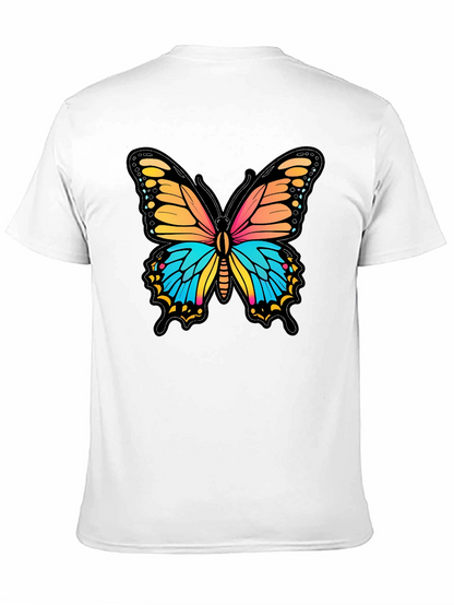 Vibrant Butterfly Graphic Print Black T-Shirt