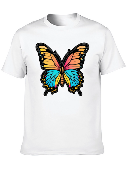 Vibrant Butterfly Graphic Print Black T-Shirt