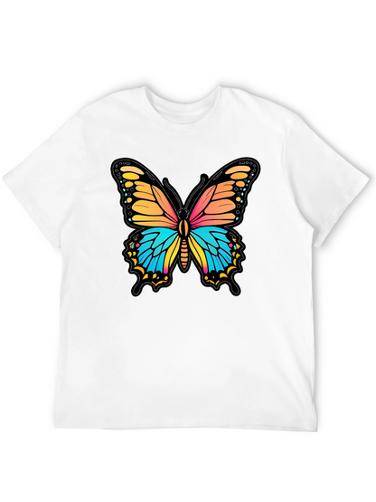 Vibrant Butterfly Graphic Print Black T-Shirt