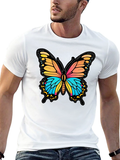 Vibrant Butterfly Graphic Print Black T-Shirt