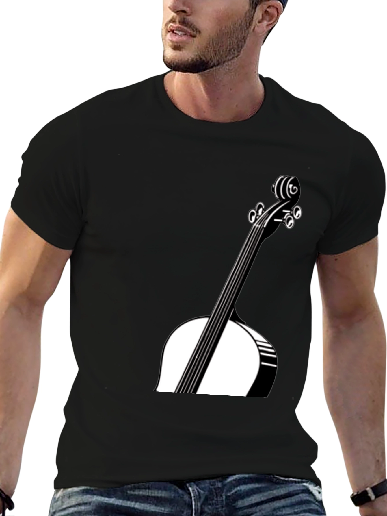 Black Cello Graphic Tee - Musician Style