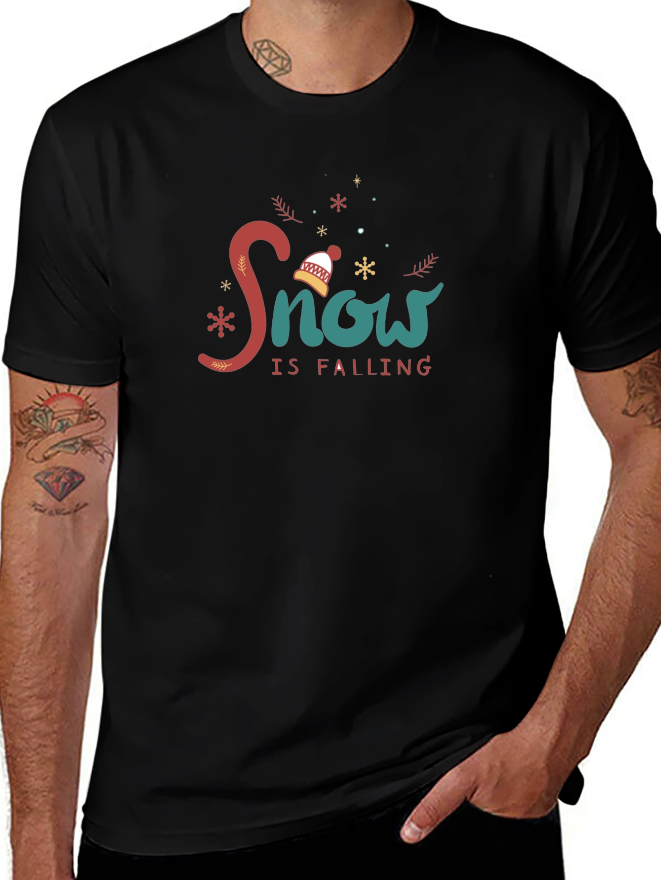 Snow is Falling Black Graphic Tee