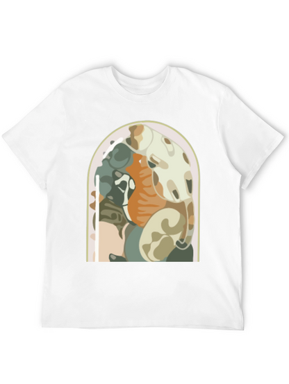 Abstract Art Graphic Tee - Black Cotton Shirt