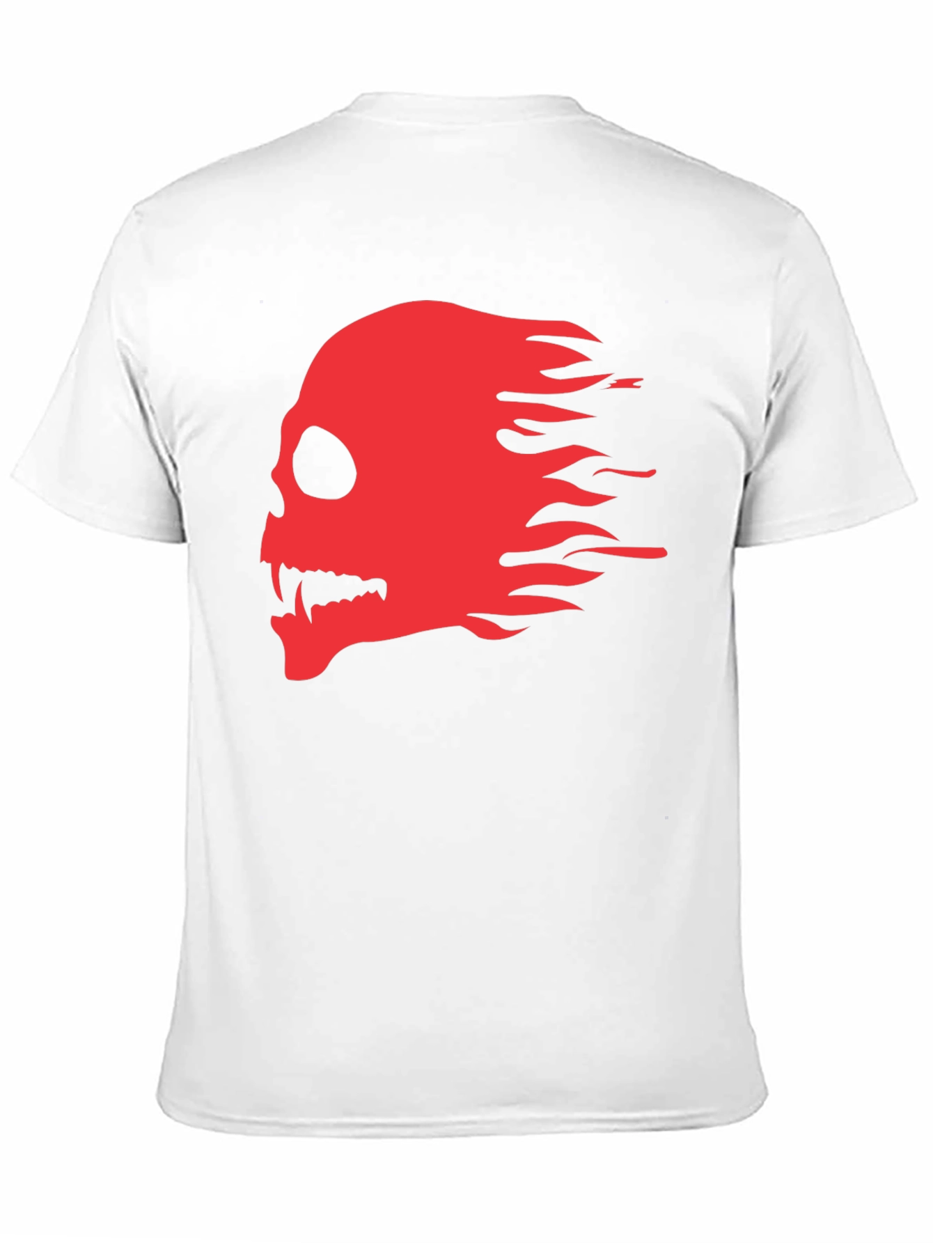 Black T-Shirt with Red Flaming Skull Graphic
