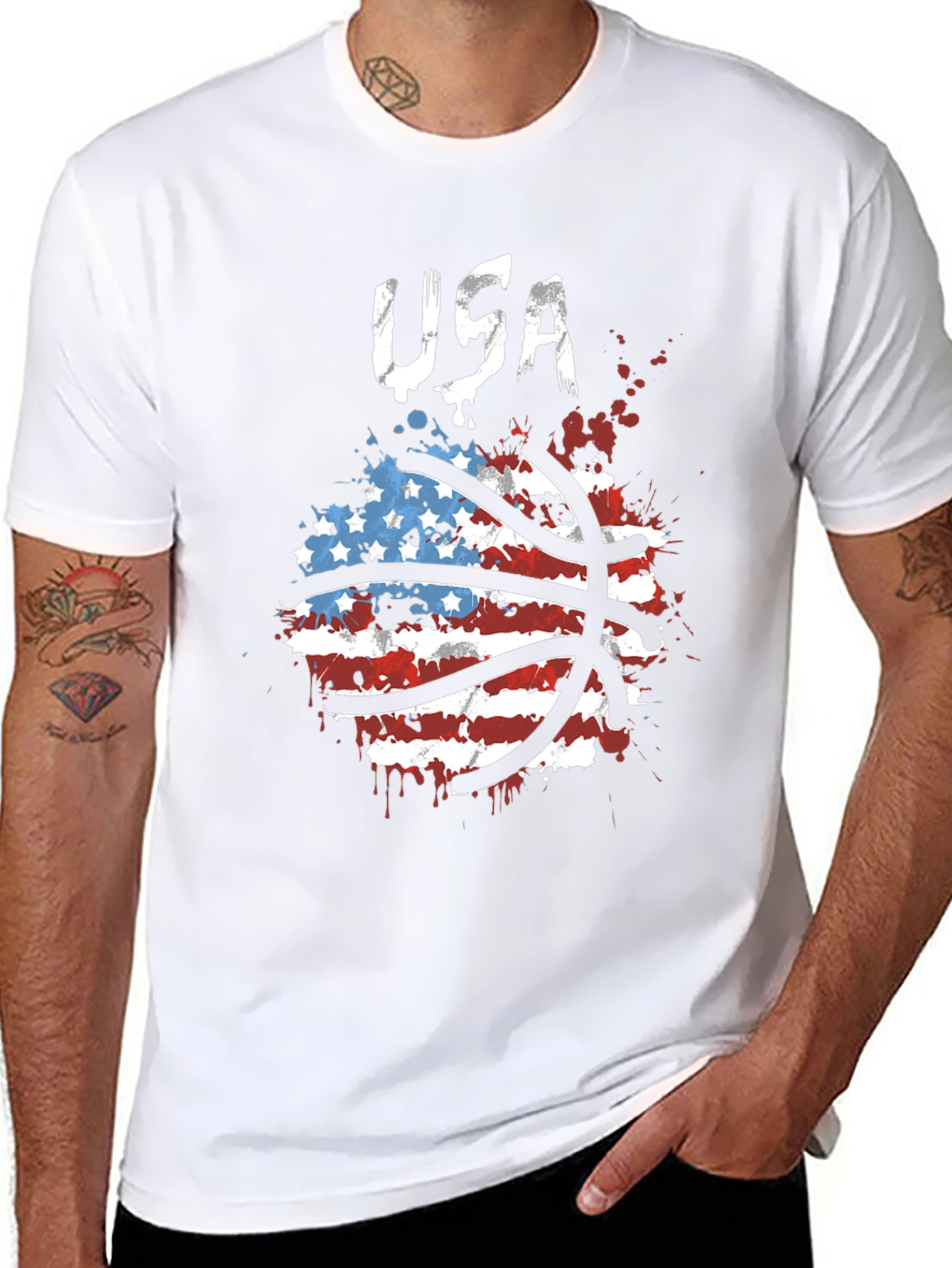 USA Basketball Graphic T-Shirt Patriotic Design