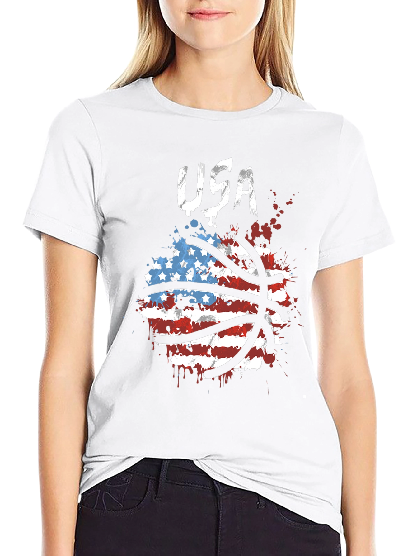 USA Basketball Graphic T-Shirt Patriotic Design