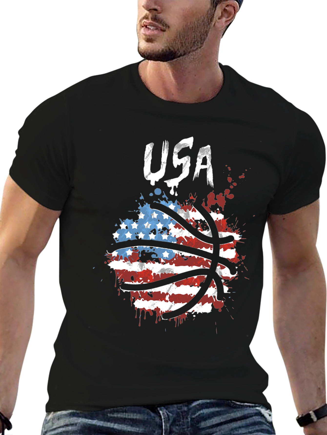 USA Basketball Graphic T-Shirt Patriotic Design