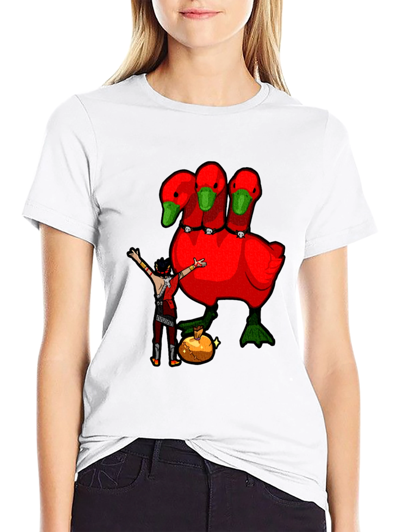 Three-Headed Goose Graphic T-Shirt