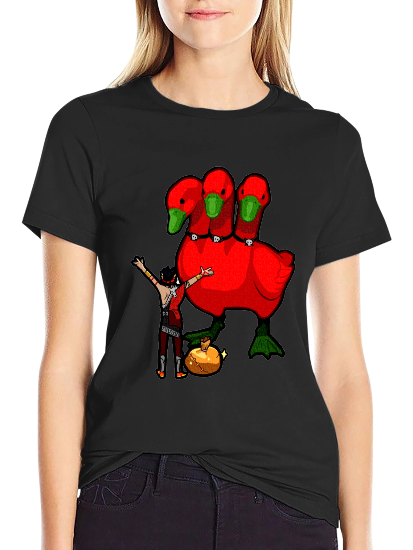 Three-Headed Goose Graphic T-Shirt