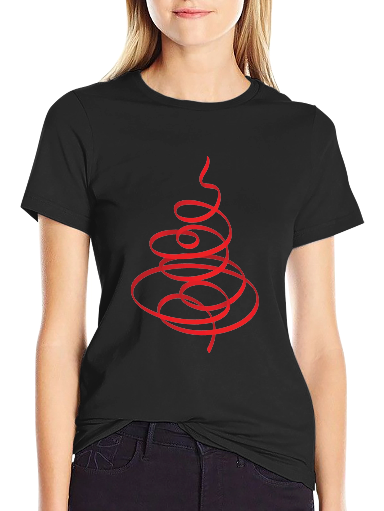 Abstract Christmas Tree Black T-Shirt