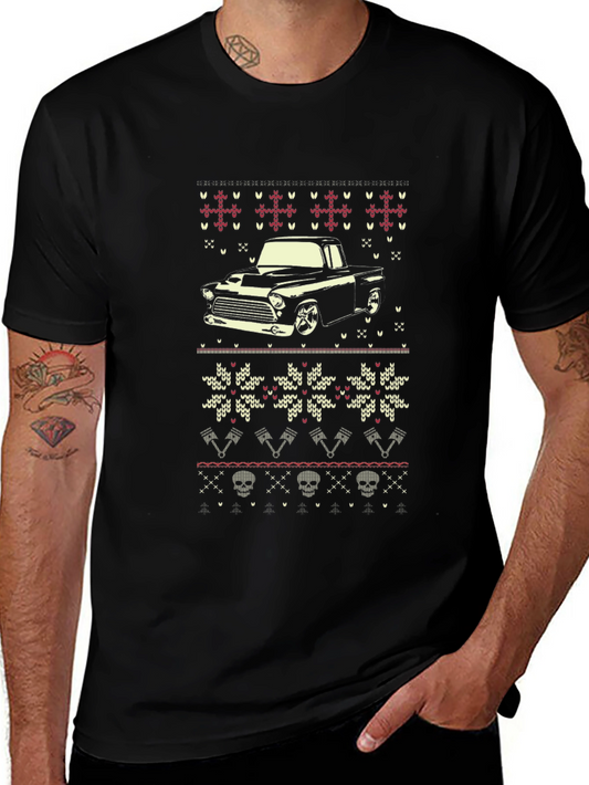 Vintage Truck Ugly Christmas Sweater Style T-Shirt