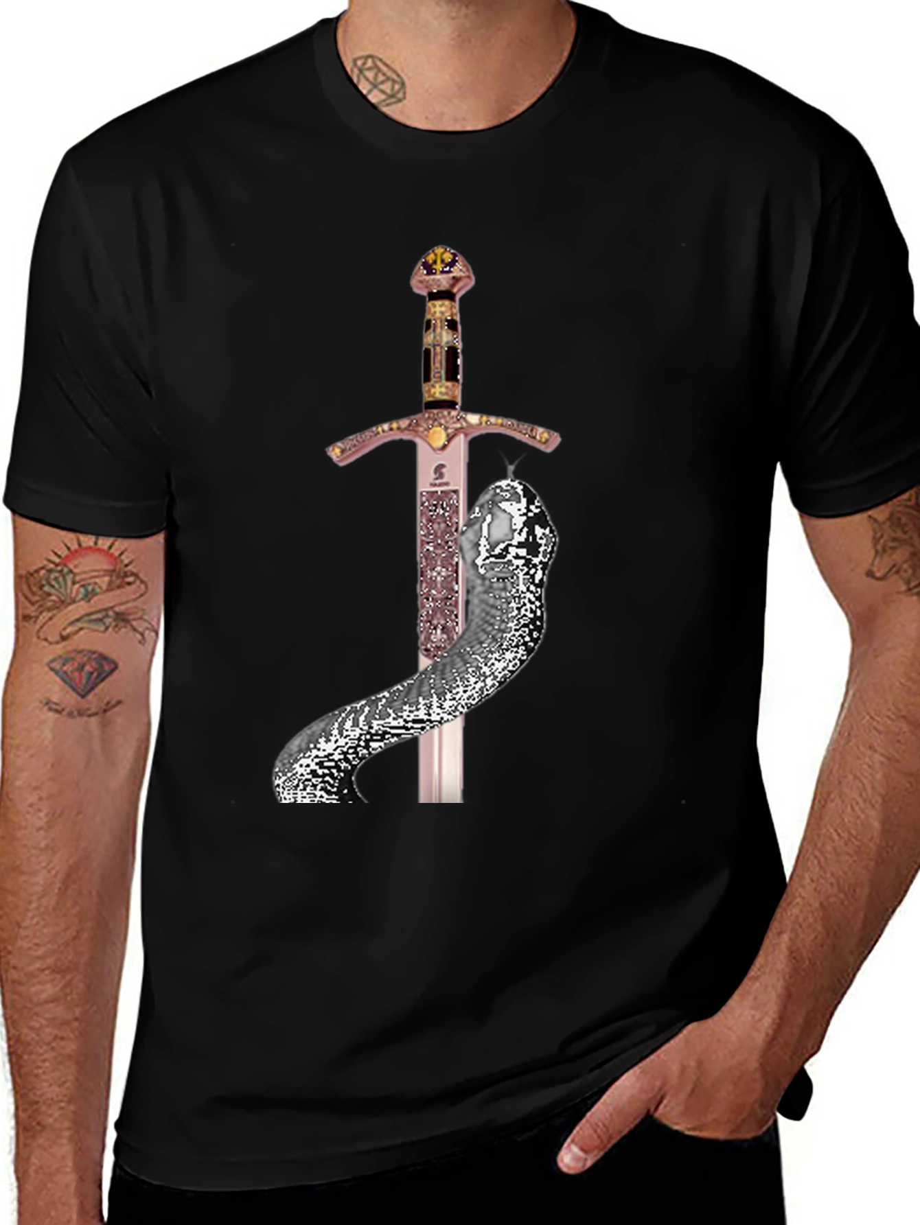 Sword & Serpent Graphic Tee - Unique Design