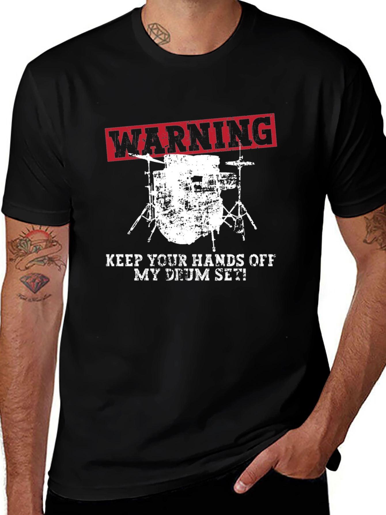 Warning Keep Hands Off Drum Set T-Shirt
