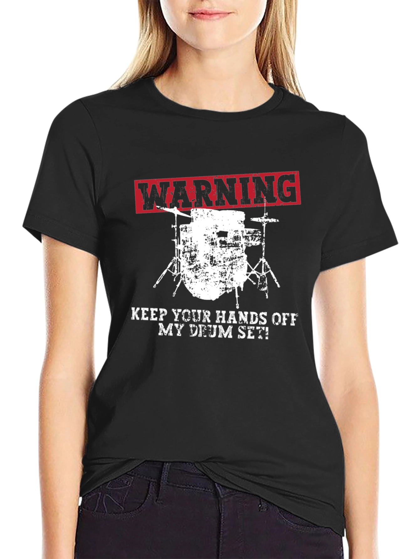 Warning Keep Hands Off Drum Set T-Shirt