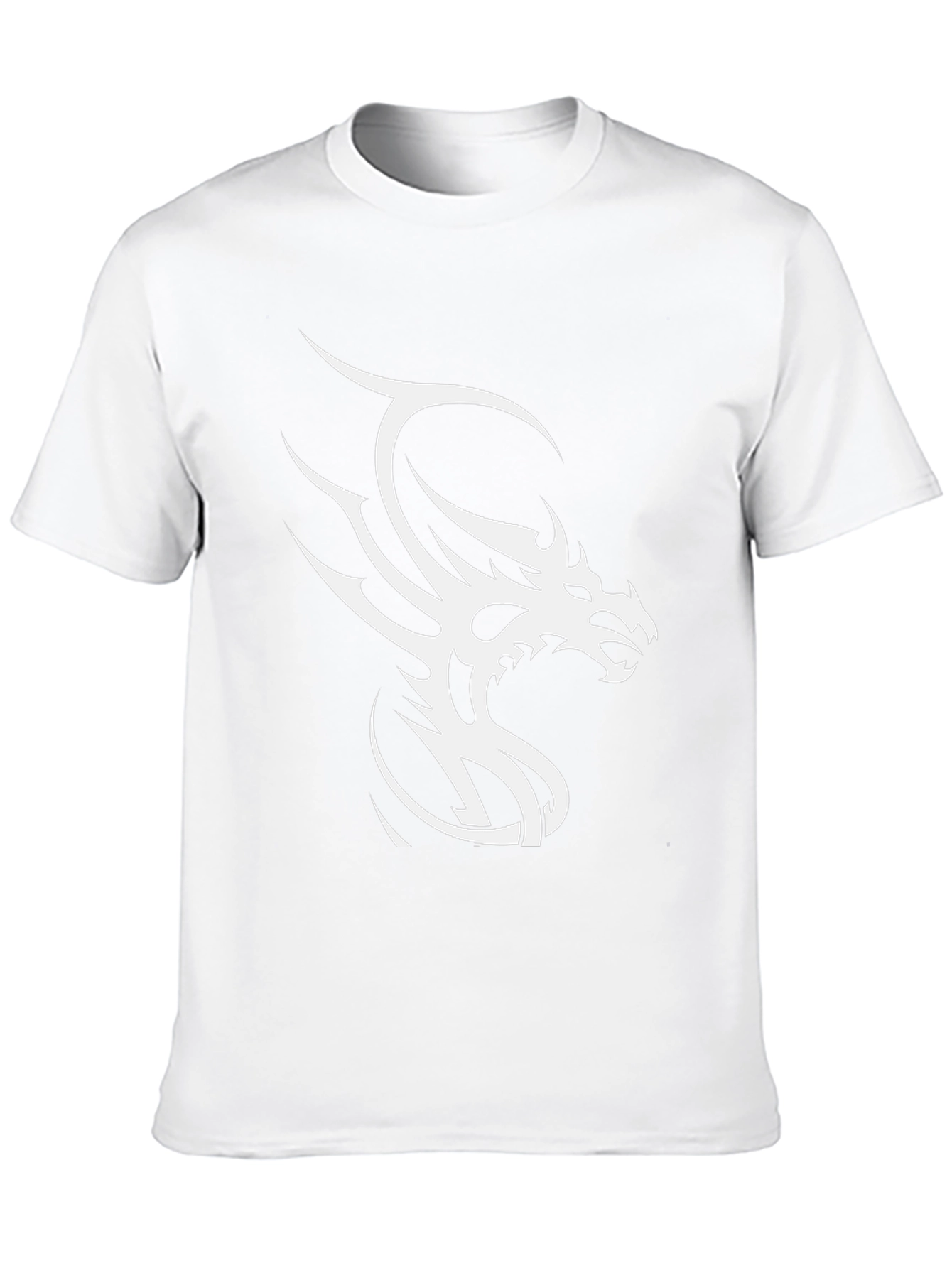 Black T-Shirt with White Dragon Graphic