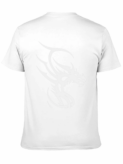Black T-Shirt with White Dragon Graphic