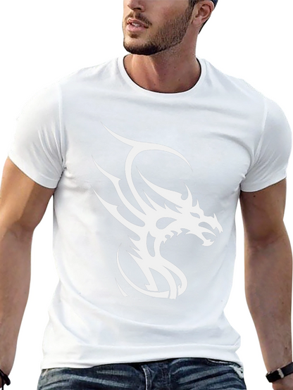 Black T-Shirt with White Dragon Graphic