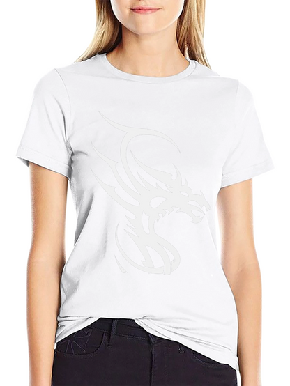Black T-Shirt with White Dragon Graphic