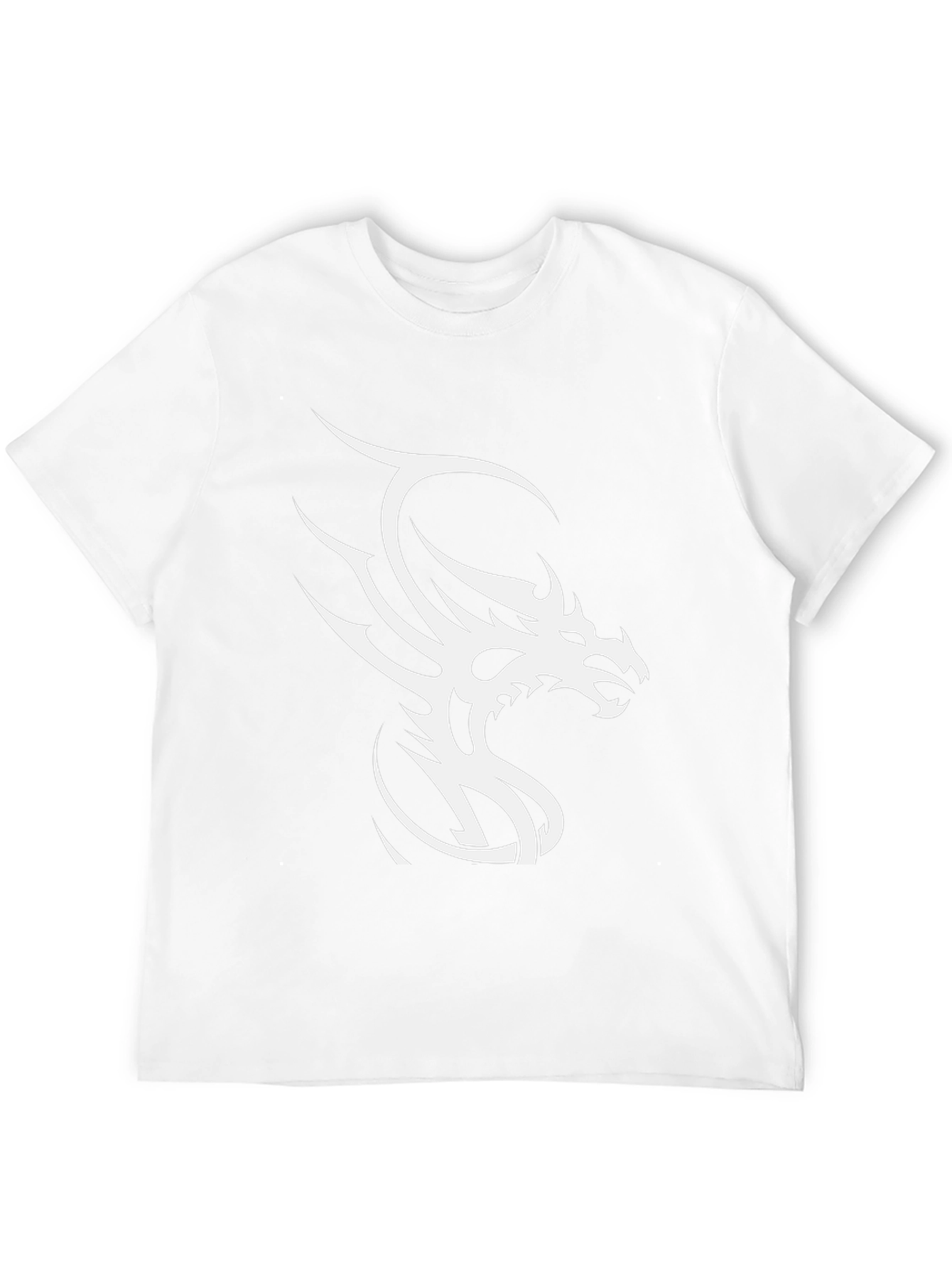 Black T-Shirt with White Dragon Graphic