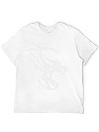 Black T-Shirt with White Dragon Graphic